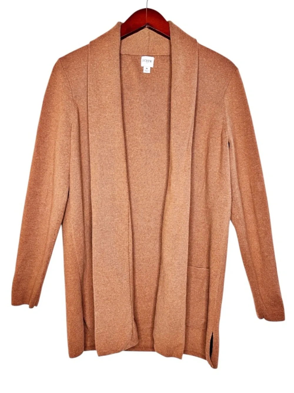 J. CREW Factory Chelsea Sweater Blazer Open Cardigan Size Medium in Camel - Picture 5 of 12